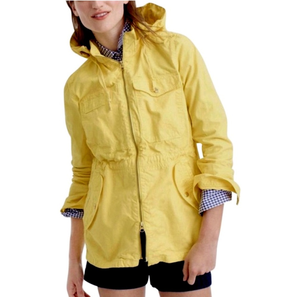 J. Crew Women’s‎ Yellow Light Weight Full Zip Hooded Anorak- Size Small - Picture 2 of 12